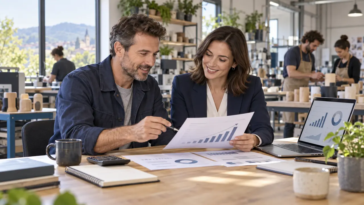 Équipe dirigeante et consultants analysant les indicateurs de marge d'une PME